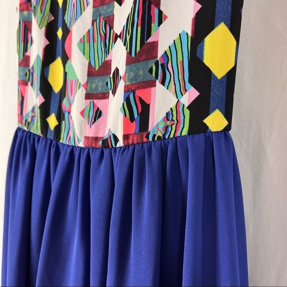 Harper maxi dress geo pattern bold colors criss/cross straps SzS - Picture 6 of 10